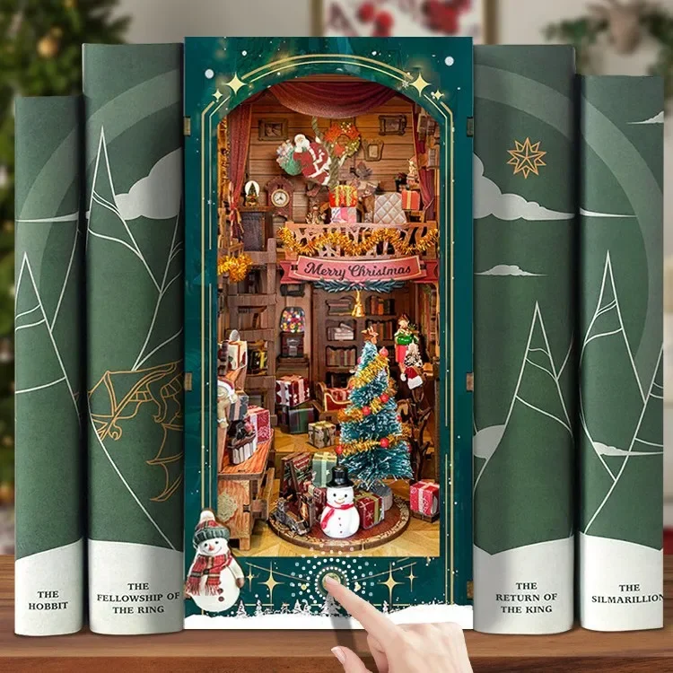 Merry Christmas DIY Wooden Boo - Diy Wooden Book Nook Kit Shelf Insert review and price